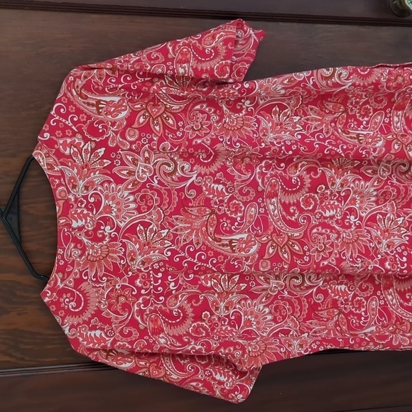 Isaac Mizrahi Bridgehampton Knit Henley Dress Red A4857191. size 1X Petite - Picture 8 of 9